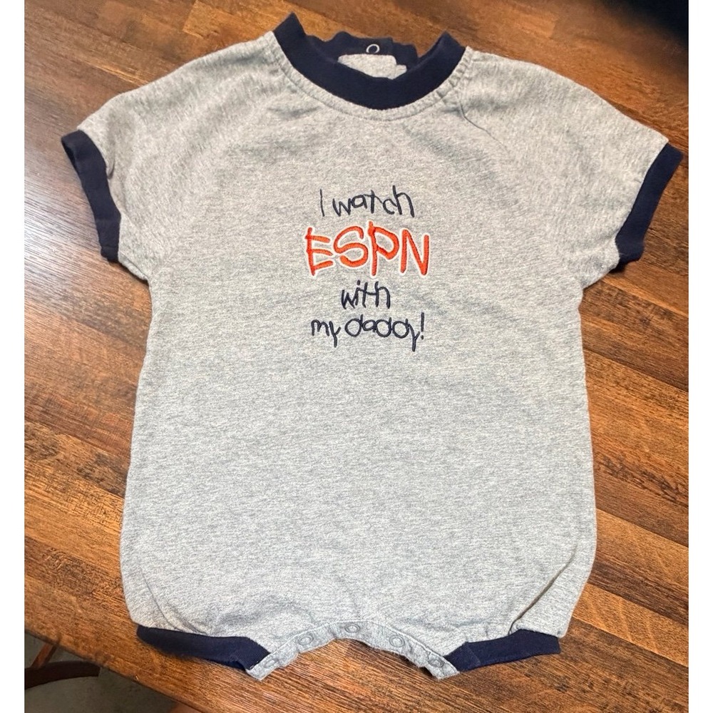 Vintage ESPN Zone infant romper size 18 months. I Watch ESPN w/ Daddy.